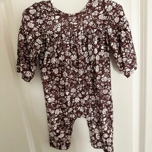 Floral Brown and White Kids One Piece